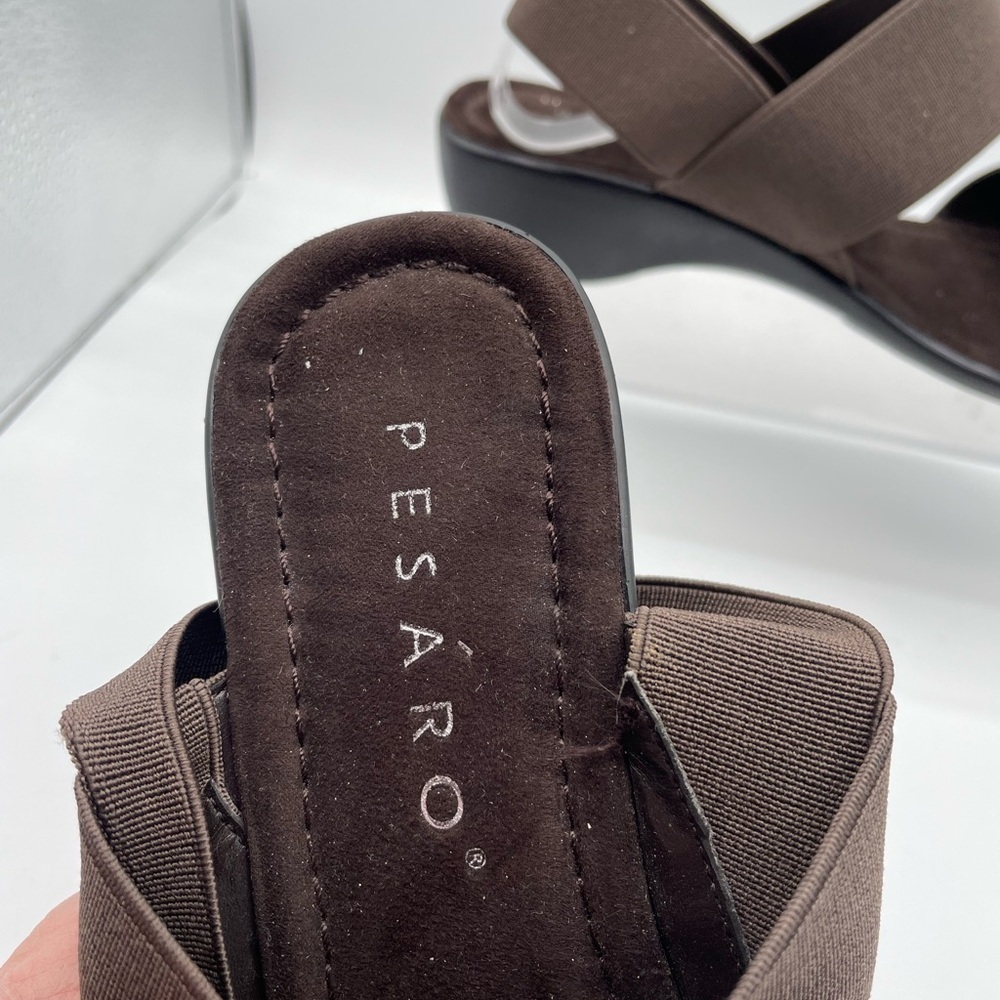 Pesaro Brown elastic strap Sandals, size 6 - Picture 2 of 7
